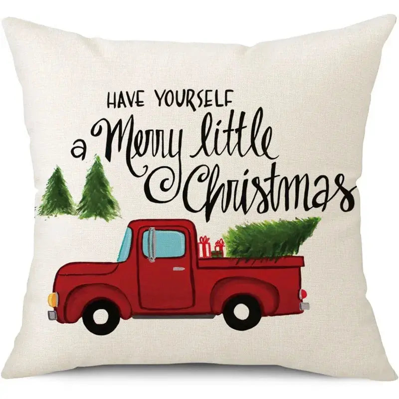 45cm Merry Christmas Cushion Cover Pillowcase 2024 Christmas Decorations for Home Ornament Happy New Year Christmas Decor 2025 Trikidsworld