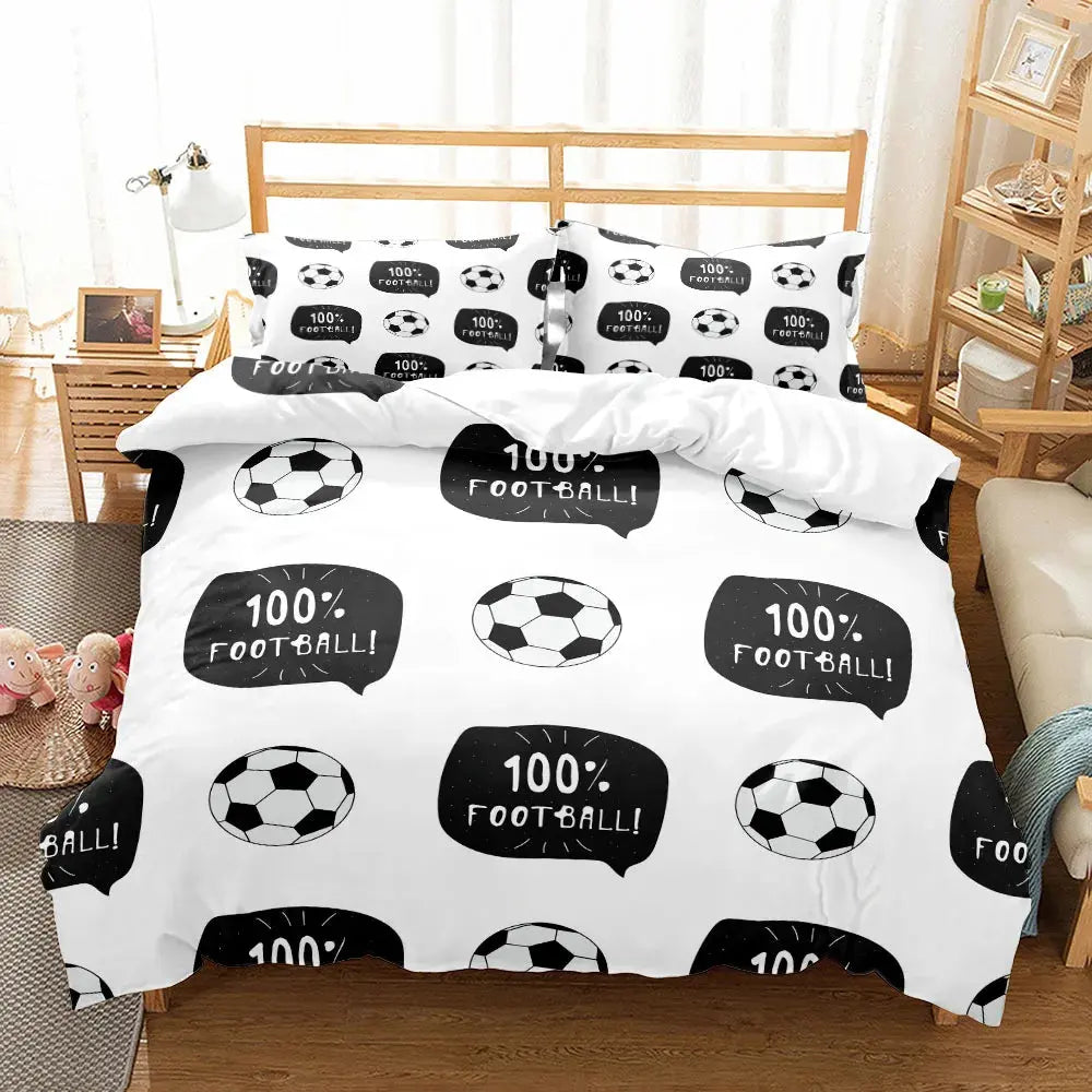 Watercolor Soccer Children Duvet Cover Set King Queen Double Full Twin Single Size Bed Linen Set Trikidsworld