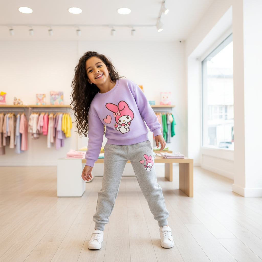 Autumn Baby Girl Clothes Set Children Sanrio My Melody Cartoon Print Sweatshirt and Pants 2 Pieces Suit Kid Long Sleeved Suit Trikidsworld