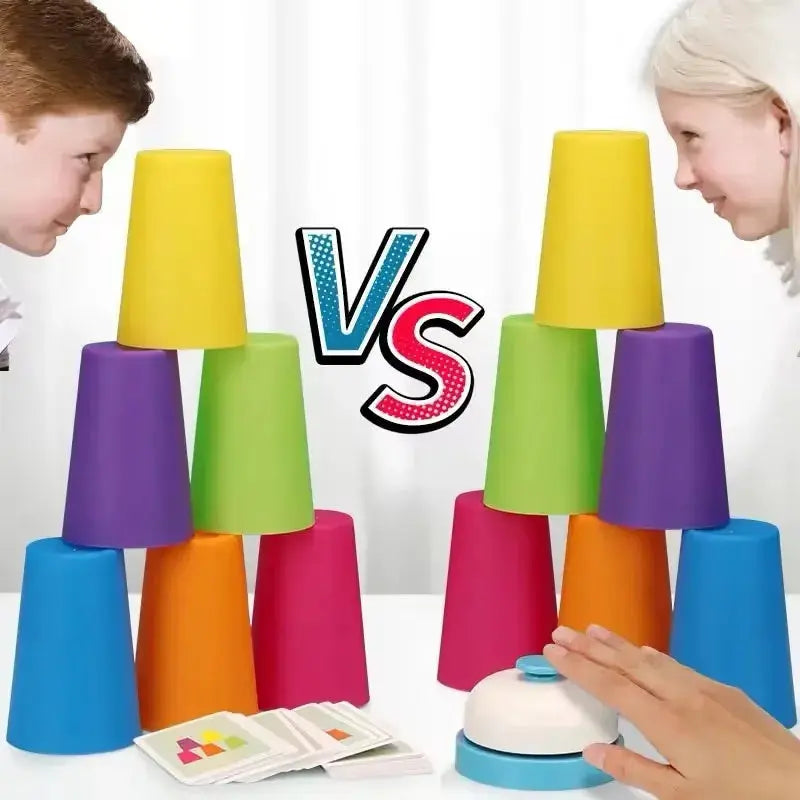 Stack Cup Speed Game Toys with Card Color Cognition Logic Montessori Toys for Parent-child Interactive Children Early Education Trikidsworld