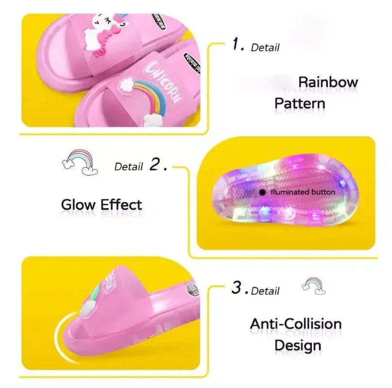 Children‘s Boys Girls Slippers Cartoon Unicorn Animals Prints Shoes Lighted Fashion Cute Shoes Bathroom Kids Toddler Slippers Trikidsworld