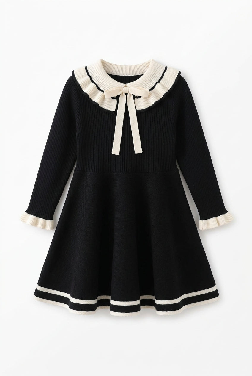 New girl baby sweater knitted dress children warm Sweater dress for girls infant casual pure color Pleated princess dress Trikidsworld