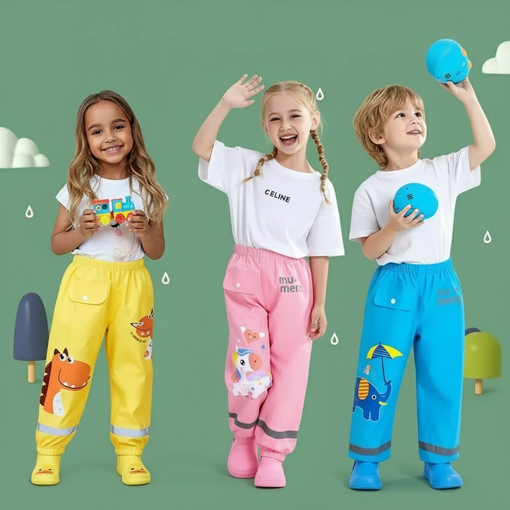 Waterproof Kids Rain Pants – Fun Cartoon Designs Trikidsworld