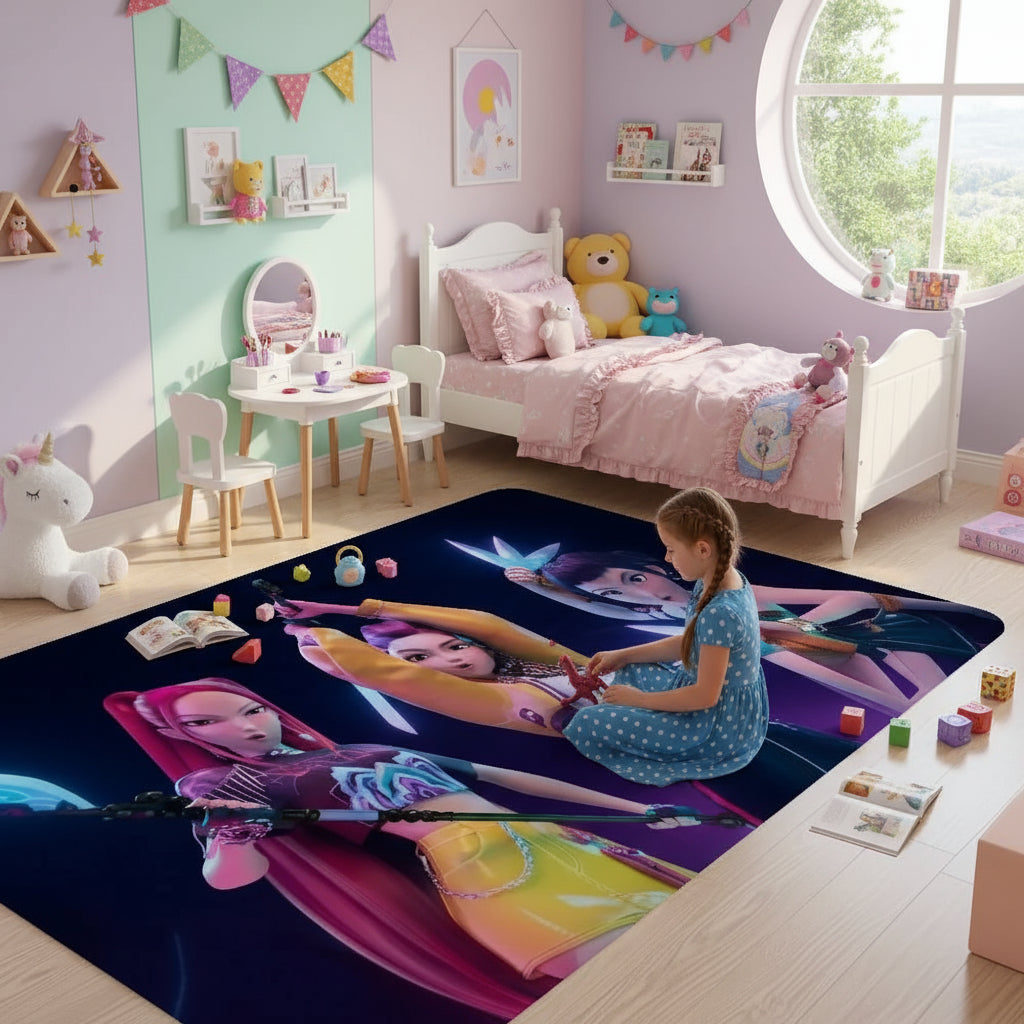 Kpop D-demon Hunters Floor Mat Rectangle Anti-slip Home Soft Badmat Front Door Indoor Outdoor Mat Welcome Doormat Trikidsworld