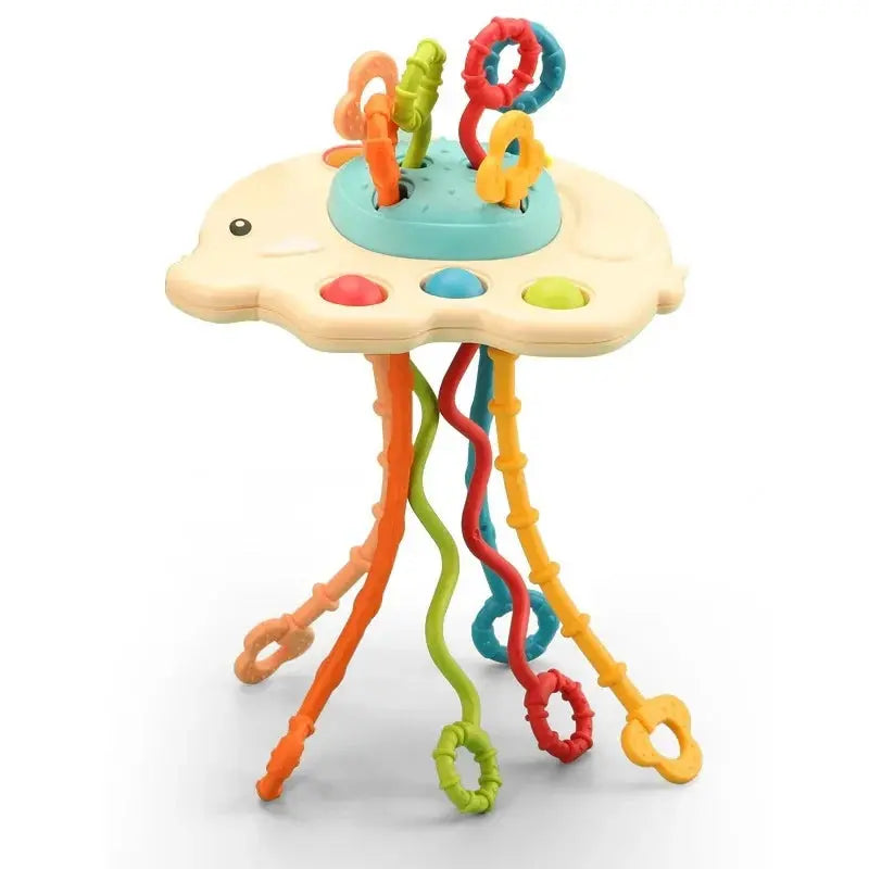 Baby Montessori Pull String Sensory Toys – Teething & Activity Silicone Toys for 6-12 Months Trikidsworld
