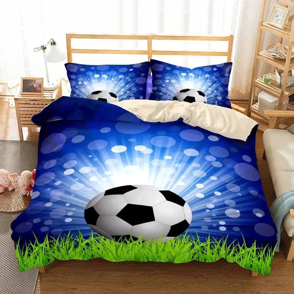 Watercolor Soccer Children Duvet Cover Set King Queen Double Full Twin Single Size Bed Linen Set Trikidsworld