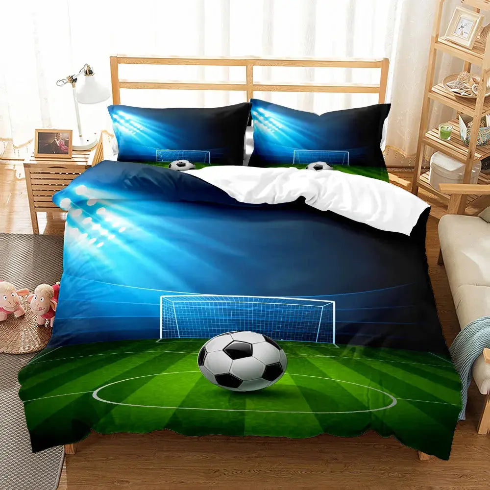 Watercolor Soccer Children Duvet Cover Set King Queen Double Full Twin Single Size Bed Linen Set Trikidsworld