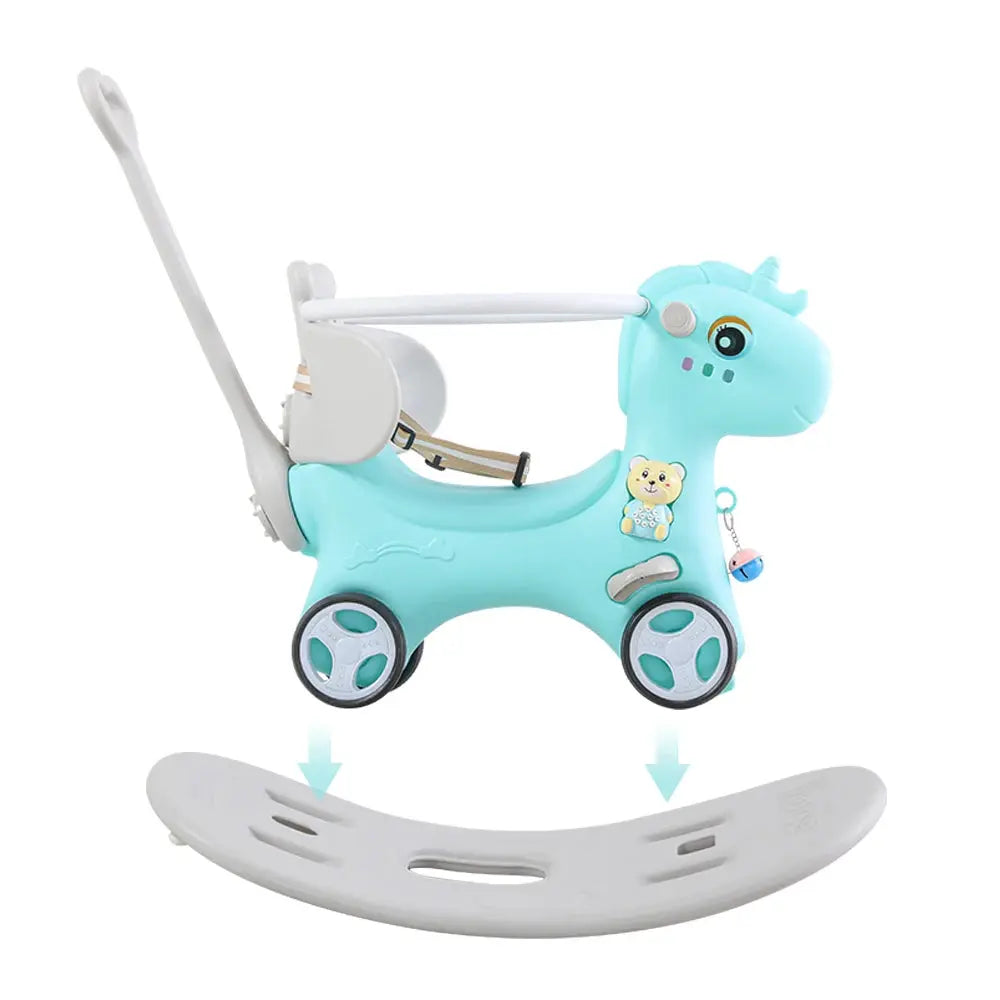 Rocking Horse for Toddlers, Balance Bike Ride On Toys with Push Handle, Backrest and Balance Board for Baby Girl and Boy Trikidsworld