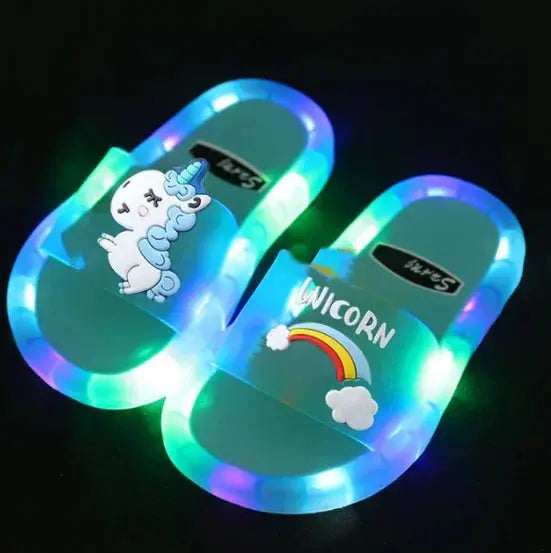 Children‘s Boys Girls Slippers Cartoon Unicorn Animals Prints Shoes Lighted Fashion Cute Shoes Bathroom Kids Toddler Slippers Trikidsworld