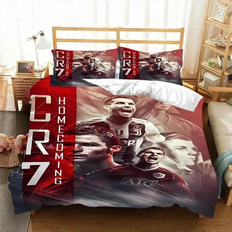 Football Star CR7 Soccer Bedding Set Boys Girls Twin Queen Size Duvet Cover Pillowcase Bed Boys Adult Fashion Home Textileextile Trikidsworld