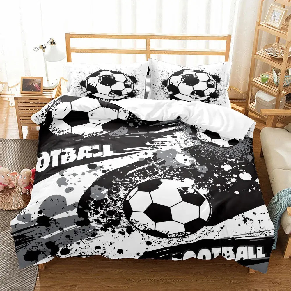 Watercolor Soccer Children Duvet Cover Set King Queen Double Full Twin Single Size Bed Linen Set Trikidsworld