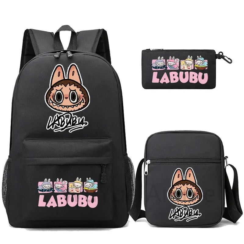 3Pcs/set Cartoon Printed Backpack Teenager Student Boy Girl Schoolbag Larger Capacity Bagpack Travel Bag Kid Gift Mochila Trikidsworld