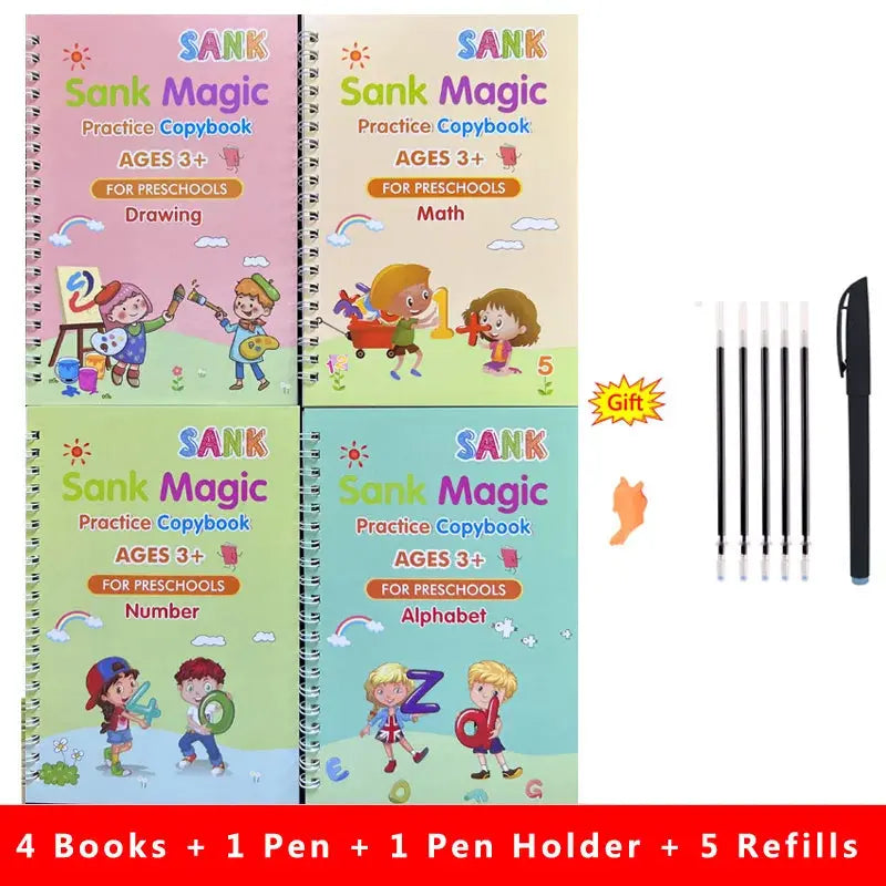 Sank Magic Practice Copybook Pen Preschools Kids Calligraphy English Verison Free Wiping Children Reusable Writing Book Trikidsworld
