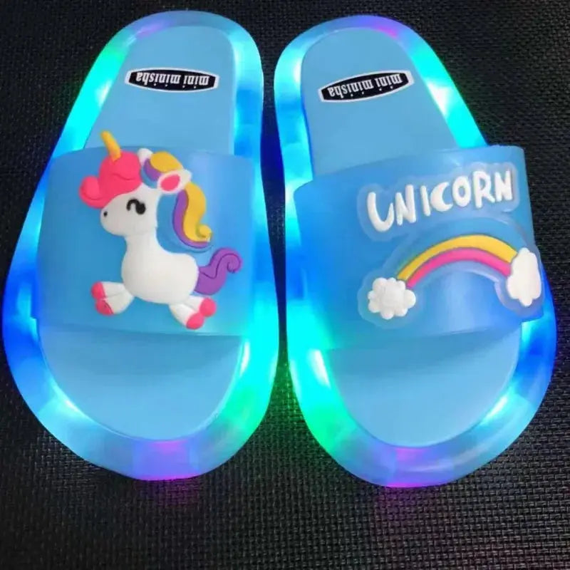 Children‘s Boys Girls Slippers Cartoon Unicorn Animals Prints Shoes Lighted Fashion Cute Shoes Bathroom Kids Toddler Slippers Trikidsworld