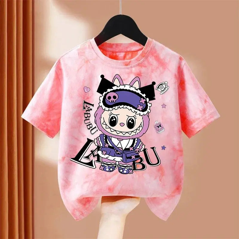 Girls Boys Children Cartoon Tie-dye Short Sleeve T-shirt Summer Cartoon Cotton Clothes Kids Cute Tee Top Birthday Gifts Trikidsworld