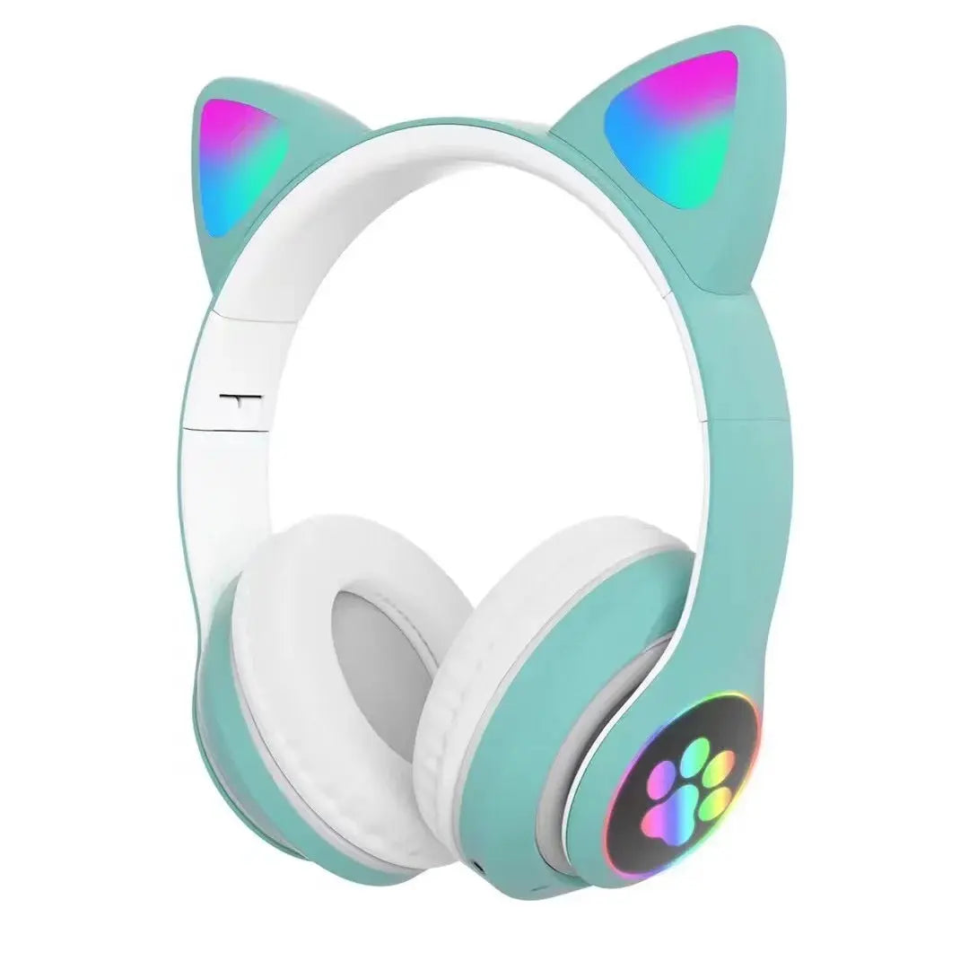 P47M Wireless Headphone Flash Light Cute Cat Bluetooth with Mic Control LED Stereo Music Helmet Phone Bluetooth Headset Gift Trikidsworld