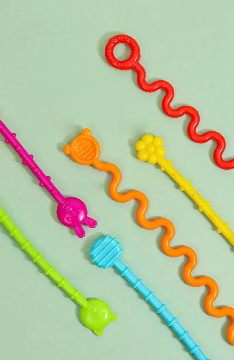 Baby Montessori Pull String Sensory Toys – Teething & Activity Silicone Toys for 6-12 Months Trikidsworld