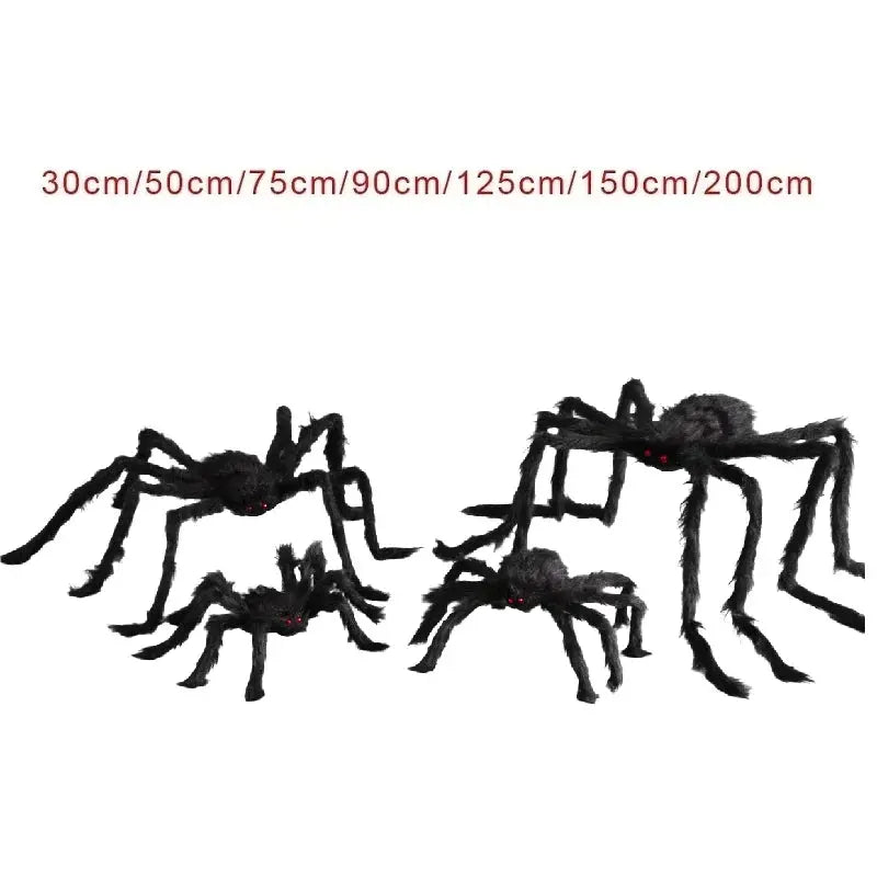 Halloween Big Plush Spider Horror Halloween Decoration Party Prop Outdoor Giant Spider Decor 30-200cm Chamber Prank Black Spider Trikidsworld