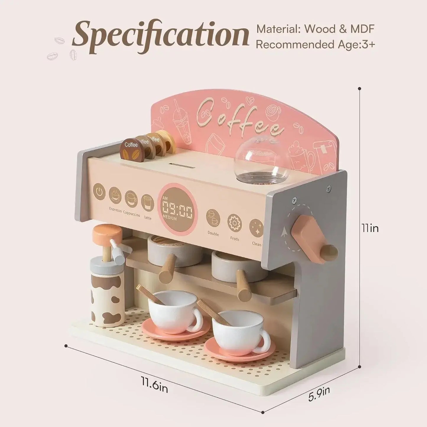 Robud Wooden Coffee Maker Playset for Kids Trikidsworld