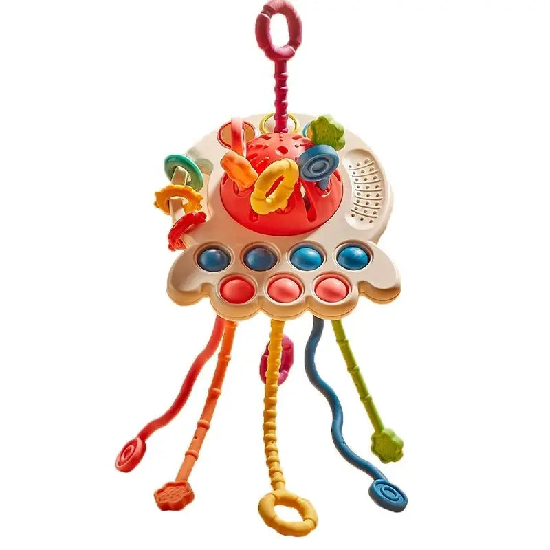 Baby Montessori Pull String Sensory Toys – Teething & Activity Silicone Toys for 6-12 Months Trikidsworld