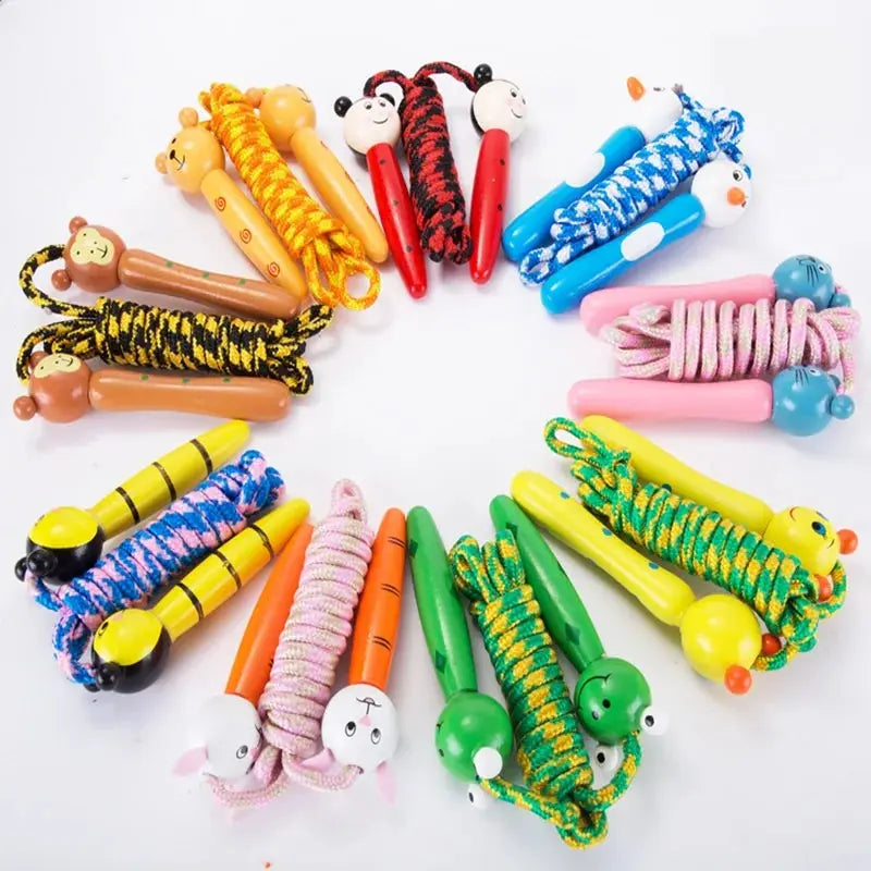 2 Pcs Kids Jump Ropes Wood Handle Sport Bodybuilding Fitness Lovely Cartoon Skipping Ropes Lose Weight Exercise Gym Equipment Trikidsworld