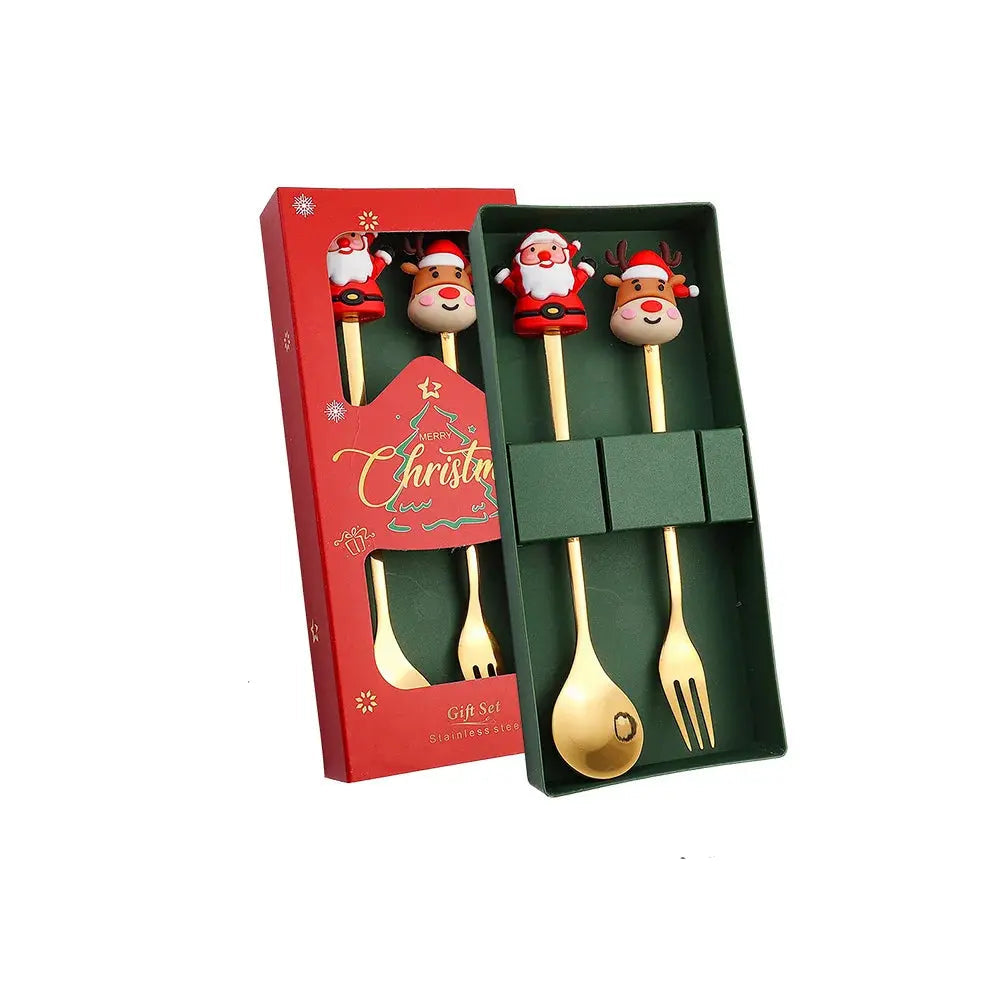 Christmas Decorations Home Christmas Table Decor Stainless SpoonsFork Cutlery Set Elk Xmas Tree New Year 2026 Navidad 2025 Gifts Trikidsworld
