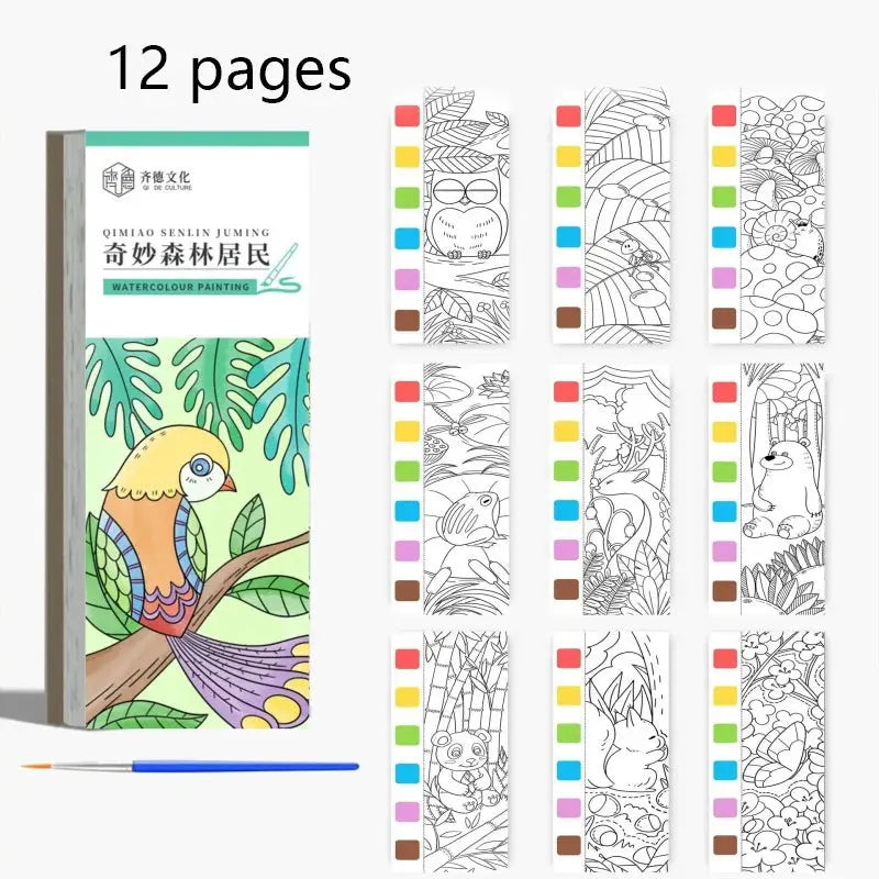 12 pages Children's Watercolor Coloring Book,Drawing Toys For Children Birthday, Thanksgiving, Halloween, Easter, Christmas gift Trikidsworld
