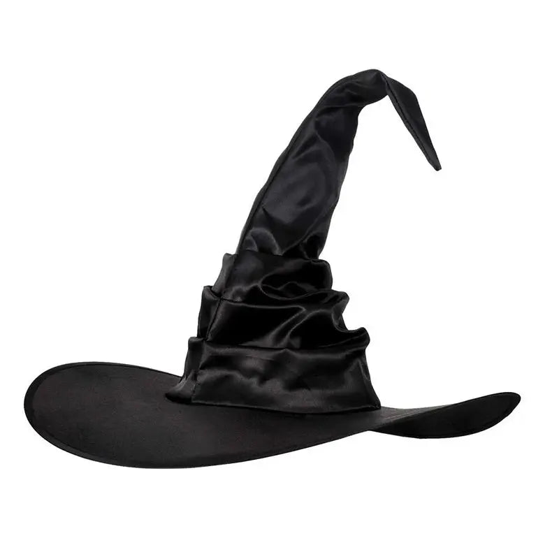 Halloween Witch Hat Black Folds Wizard Hats for Women Men Masquerade Party Carnival Costume Cosplay Props Halloween Decorations Trikidsworld