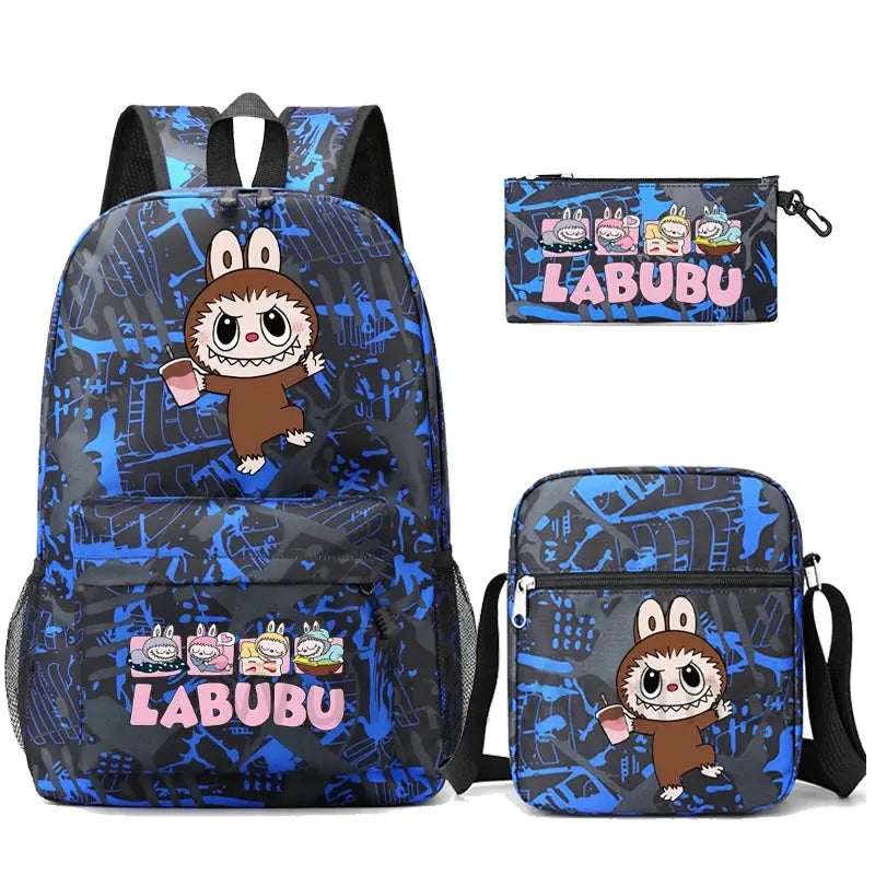3Pcs/set Cartoon Printed Backpack Teenager Student Boy Girl Schoolbag Larger Capacity Bagpack Travel Bag Kid Gift Mochila Trikidsworld