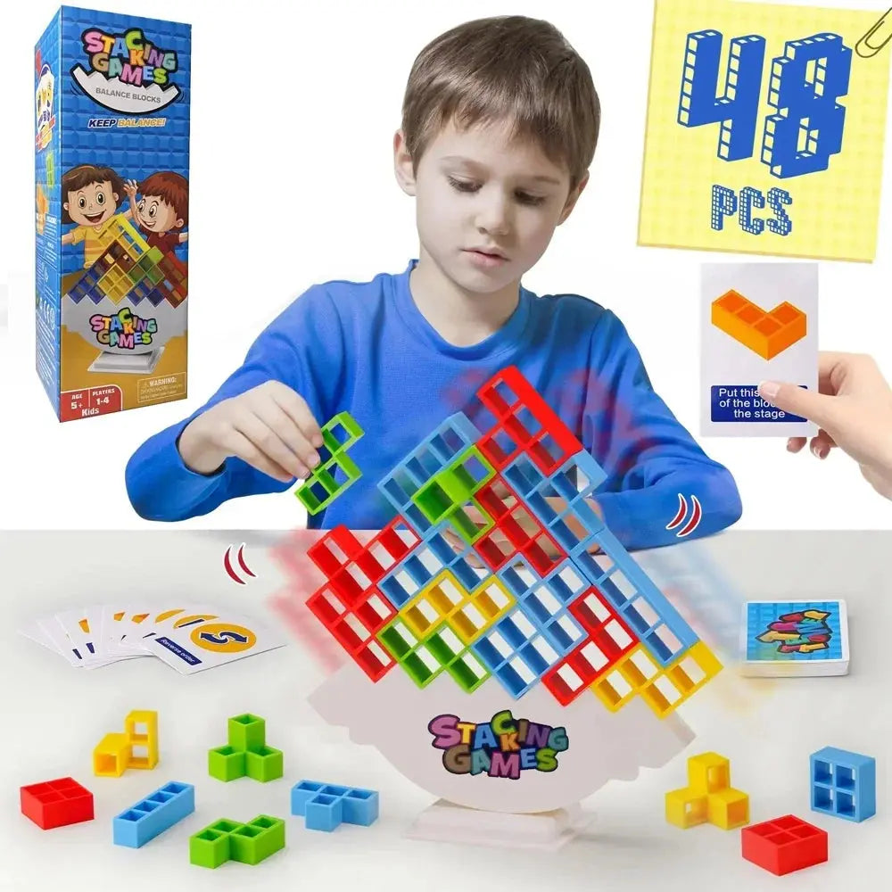 Building Block Brick Toy Balance Stacked Tetra Tower Game Swing High Building Blocks Stack Desktop Toy for Children Best Gift Trikidsworld