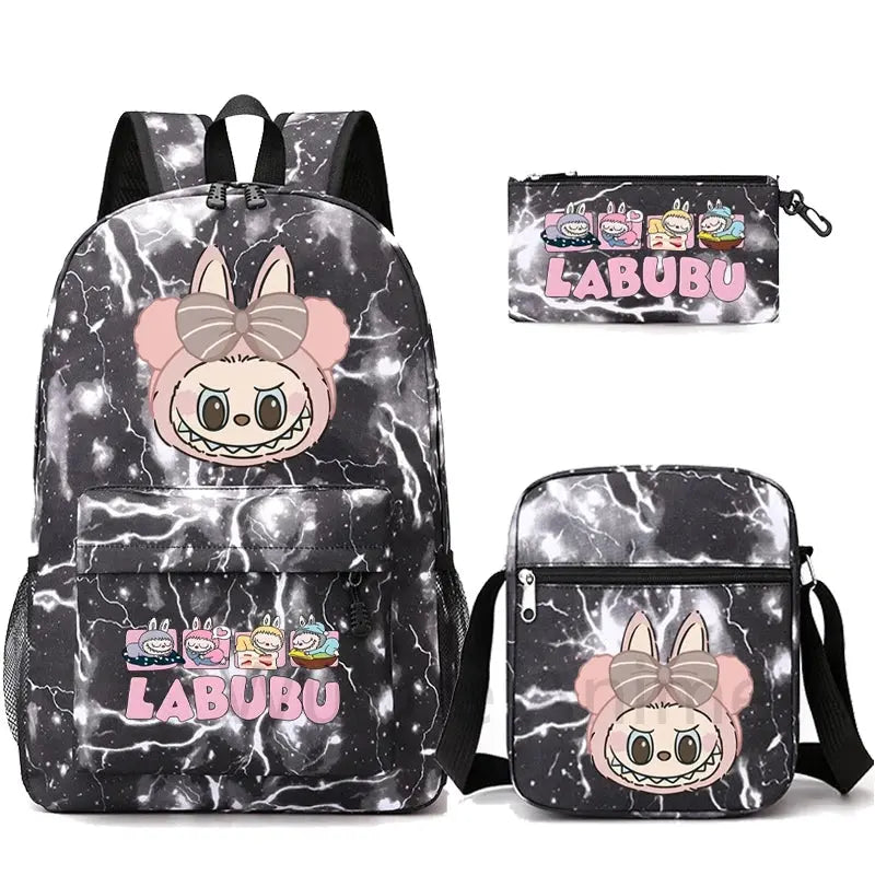 3Pcs/set Cartoon Printed Backpack Teenager Student Boy Girl Schoolbag Larger Capacity Bagpack Travel Bag Kid Gift Mochila Trikidsworld