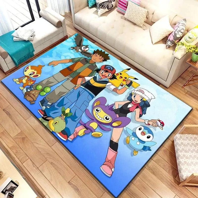 MINISO DISNEY Pikachu Cartoon Carpet Animation for Children Living Room Bedroom Floor Mat Kitchen Children's Bedroom Rug Decor Trikidsworld