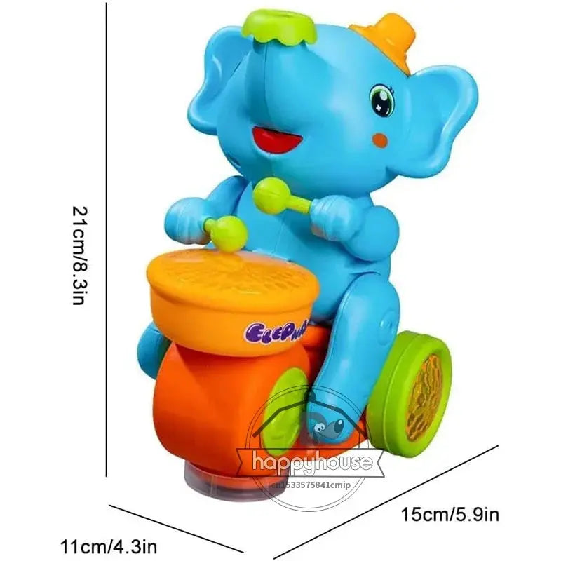Musical Walking Elephant Drummer Toys for Kid Musical Toy with LED Light Music Sensory Activity Toys Learning Educational Toys Trikidsworld