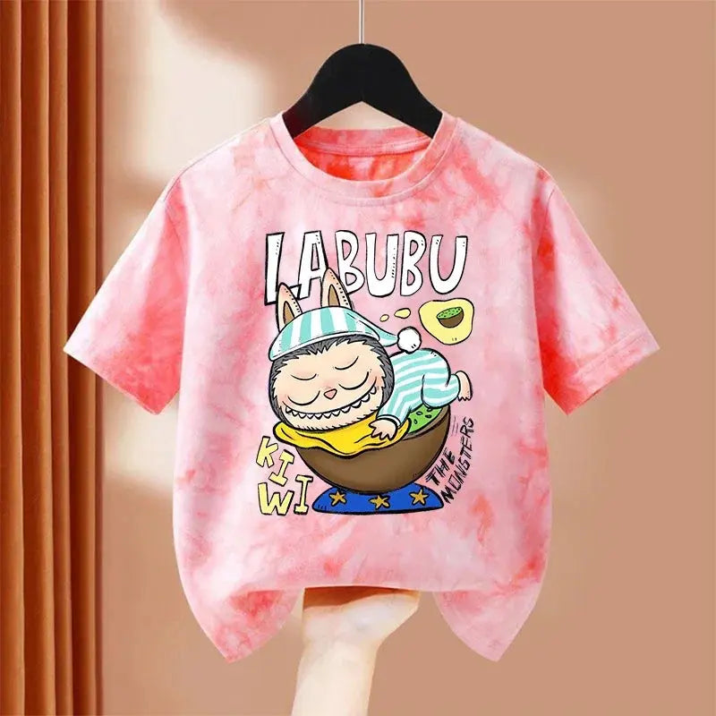 Girls Boys Children Cartoon Tie-dye Short Sleeve T-shirt Summer Cartoon Cotton Clothes Kids Cute Tee Top Birthday Gifts Trikidsworld