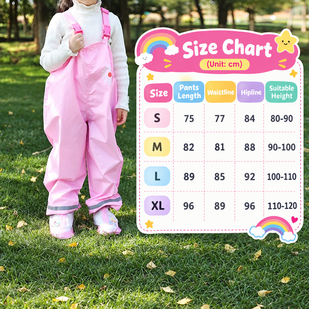 Kids Rain Gear Ultra-light Waterproof Children Strap suspender pants and poncho Trikidsworld