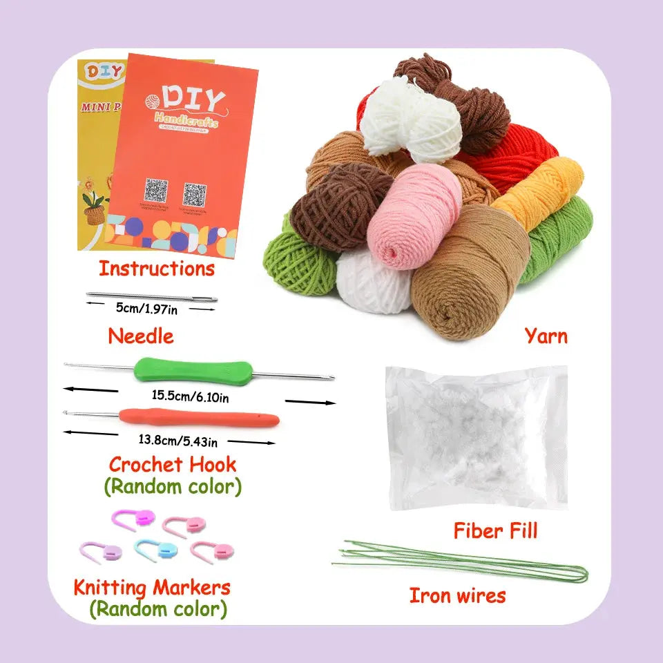 KRABALL 6pcs Crochet Flower Kit – Beginner Set with Yarn, Needles, and Video Tutorial Trikidsworld