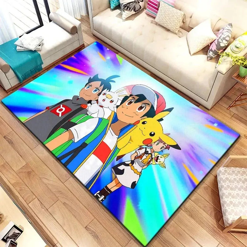 MINISO DISNEY Pikachu Cartoon Carpet Animation for Children Living Room Bedroom Floor Mat Kitchen Children's Bedroom Rug Decor Trikidsworld