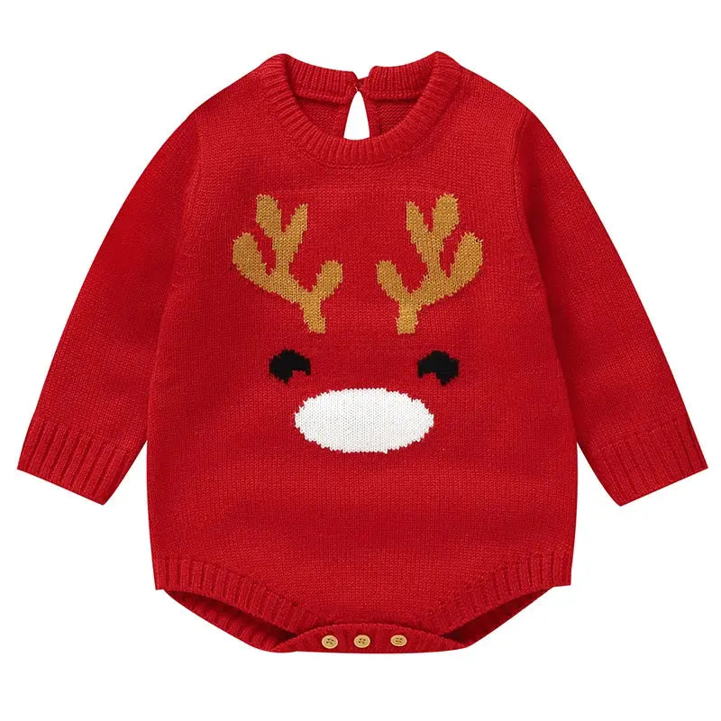 2025 Christmas Baby unisex Jumpsuit Green Newborn Cute Clothes Autumn Winter Boys Girls Round Neck Christmas Gift Knit Bodysuit Trikidsworld