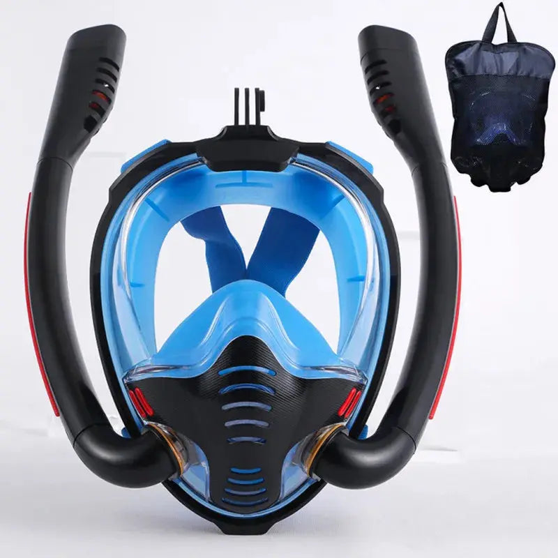 Snorkeling Mask Double Tube Silicone Full Dry Diving Mask Adult Swimming Mask Diving Goggles Self Contained Underwater Breathing Trikidsworld