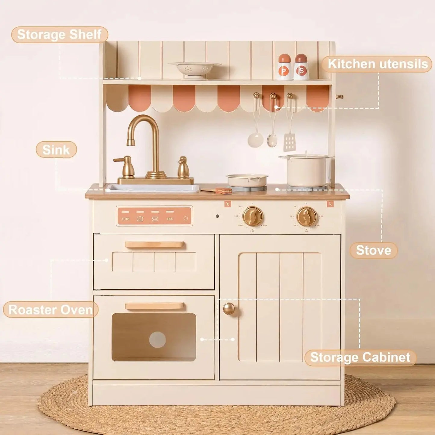 Robotime Robud Wooden Kids Kitchen – Vintage Playset Trikidsworld