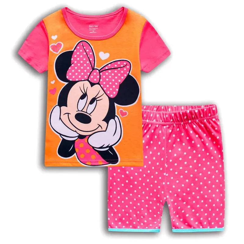 Summer Kids Pyjamas Children Sleepwear Baby Set Elsa Girls Minnie Short sleeved Pijamas Cotton Nightwear Clothes Pajamas Sets Trikidsworld