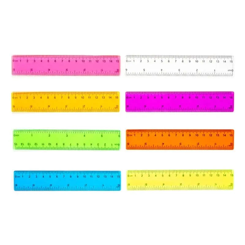 8 Pcs 15CM Colorful Transparent Ruler Plastic Rulers Straight Shatterproof Ruler Math Supplies School Office Measuring Tools Trikidsworld