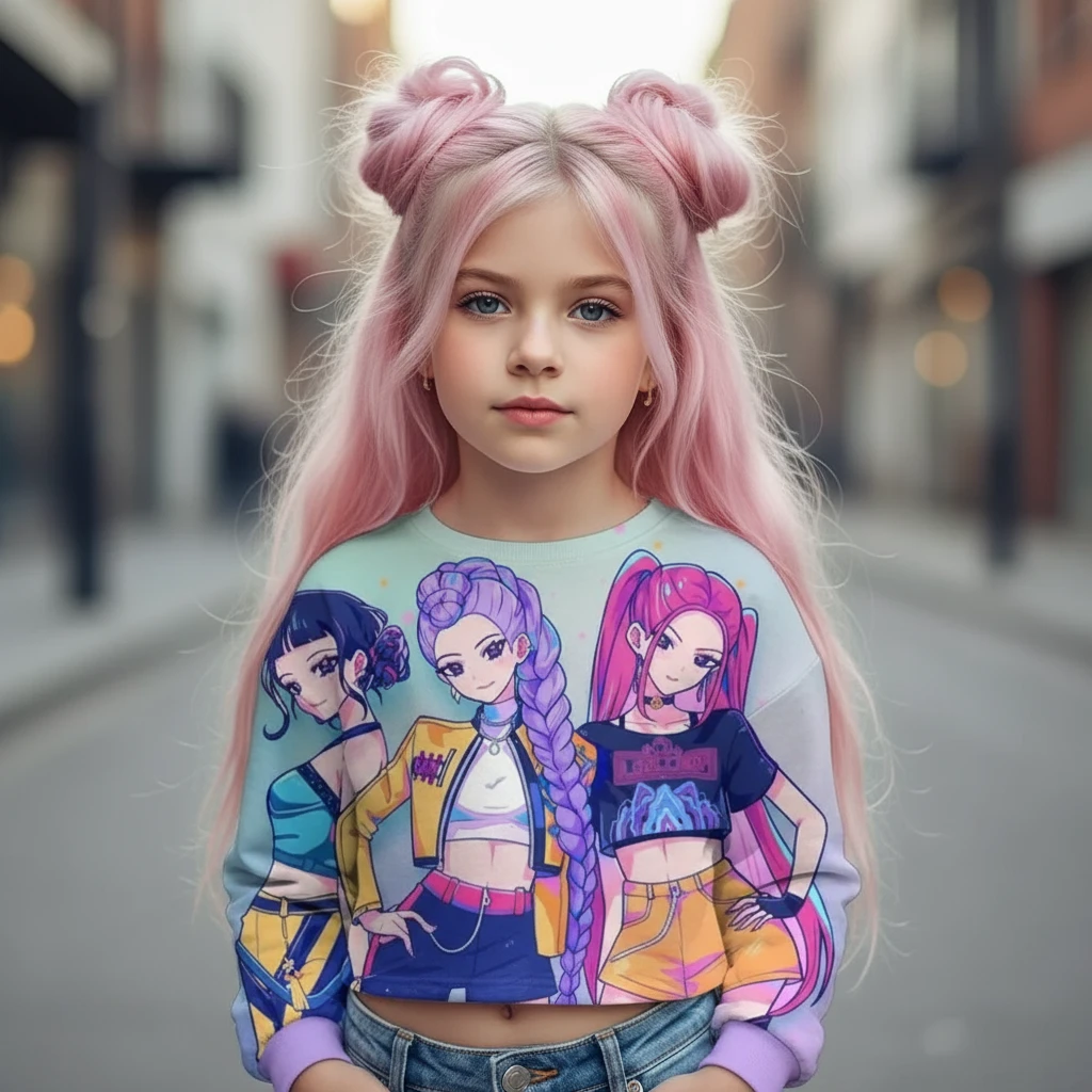 Casual Girls Movie Fans Gift Crop Hoodie Manga Kids Huntrix Kpop Demon Hunters Children's Sweatshirt Cute Tiger Hoody Trikidsworld
