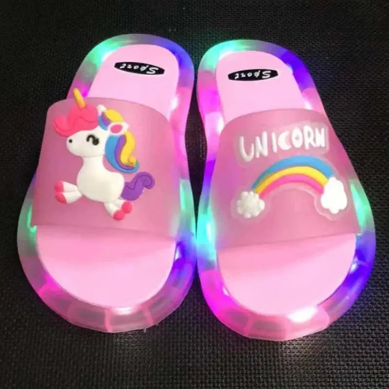 Children‘s Boys Girls Slippers Cartoon Unicorn Animals Prints Shoes Lighted Fashion Cute Shoes Bathroom Kids Toddler Slippers Trikidsworld