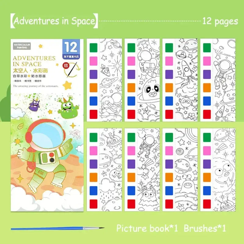 12 pages Children's Watercolor Coloring Book,Drawing Toys For Children Birthday, Thanksgiving, Halloween, Easter, Christmas gift Trikidsworld