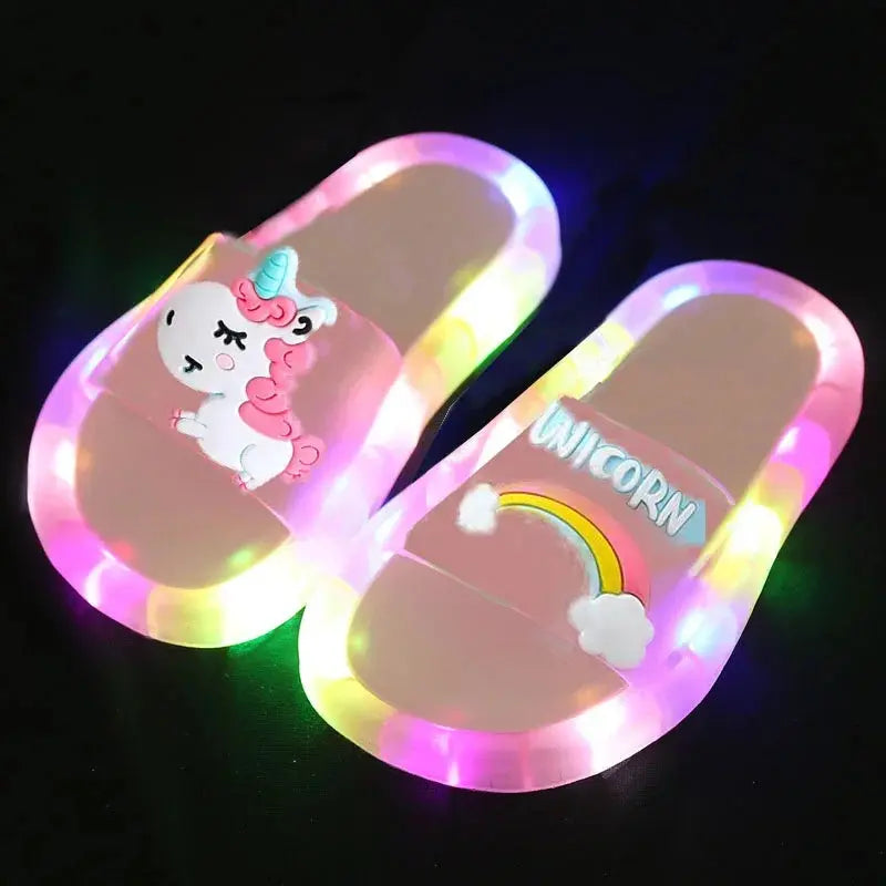 Children‘s Boys Girls Slippers Cartoon Unicorn Animals Prints Shoes Lighted Fashion Cute Shoes Bathroom Kids Toddler Slippers Trikidsworld