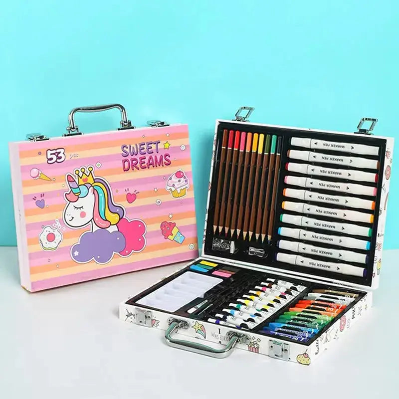 53 pcs Art Painting Set Gift for Kids DIY Drawing Painting with Markers Pigments Brush Set Stationery Supply Trikidsworld