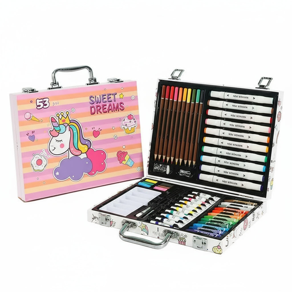 53 pcs Art Painting Set Gift for Kids DIY Drawing Painting with Markers Pigments Brush Set Stationery Supply Trikidsworld