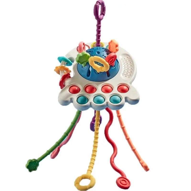 Baby Montessori Pull String Sensory Toys – Teething & Activity Silicone Toys for 6-12 Months Trikidsworld