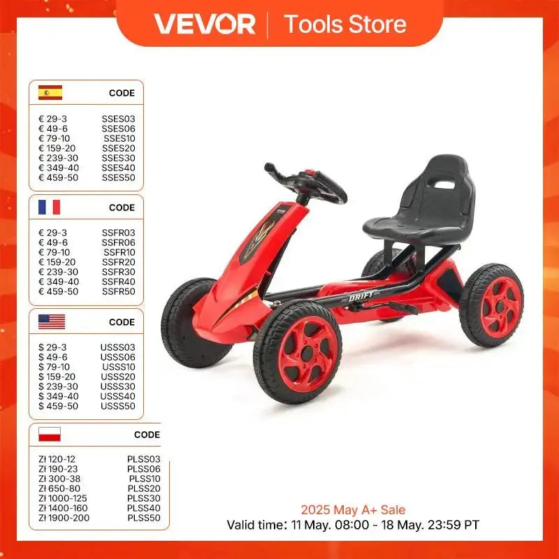 VEVOR 66lbs Kids Pedal Go Kart 4 Wheel Off-Road Pedal Ride On Toys with Adjustable Seat Outdoor Racer Pedal Car for Boys & Girls Trikidsworld